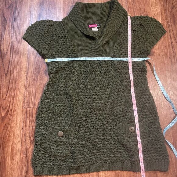 Say What V Neck Sweater Dress Formal Sweatshirt Green Short Sleeve Womens Medium - Picture 2 of 4